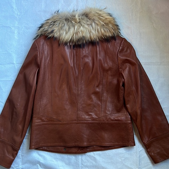 Preston &York women’s brown leather and fur jacket szM - Picture 5 of 7